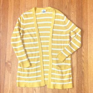 Yellow striped cardigan sweater